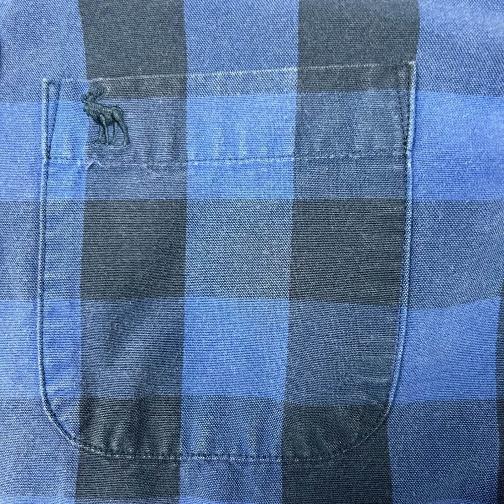 Abercrombie & Fitch Men's XS Buffalo Plaid Blue Black‎ Button Down Flannel Shirt